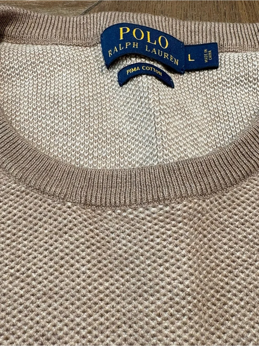 Polo by Ralph Lauren Men's Tan Crewneck Sweater Size L